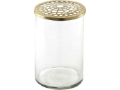 Vase Glas mit Messing-Aufsatz, Ø 10 x H 15 cm